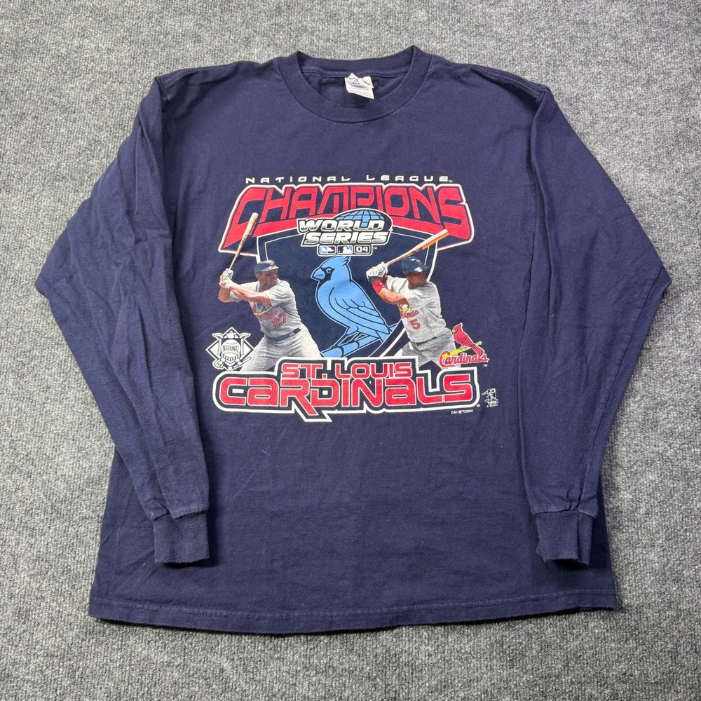 St Louis Cardinals Delta Long Sleeve Shirt Mens L Blue 04 Y2K World Series